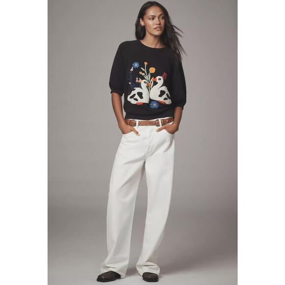 nwt ANTHROPOLOGIE MAEVE sz M Tufted Duck Sweatshirt - Picture 3 of 5